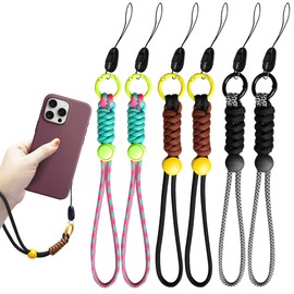 6pzs Correa para Celular Muñeca,Cordón para Celular Ajustable,Correa Antirrobo para Teléfono Móvil Moda,Cómodo y Transpirable, Hebilla de Metal,Accesorios para Celular (28cm,Negro+Gris+Rosa)
