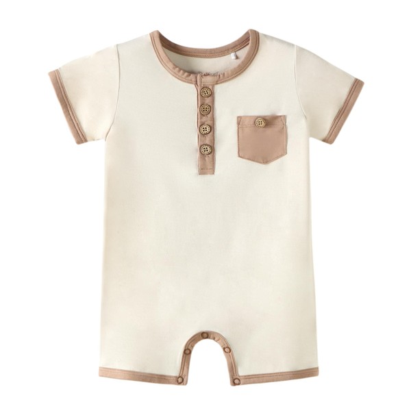 DREAMHALO Unisex Baby Boy Girl Romper Pajamas,2-Way Zipper Short Sleeve