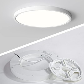 LED Flush Mount Ceiling Light Fixture, Dustproof LED Ceiling Light for Porch, Daylight, 8.9 Inch 18W(180W Equivalent) 1800lm Flat Ceiling Lamp for Kitchen, Laundry, Stairwells, Hallway,Non-Dimmable