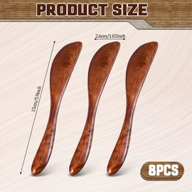 8 PCS Wooden Butter Knife Spreader, Butter Sandwich Condiment Cheese Spreader Knives,Thickened Solid Wood & Comfortable Feel Wooden Butter Knife Spatulas for Kitchen Restaurant