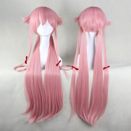 ANOGOL Hair Cap+Pink Long Straight Anime Game Cosplay Costume Party Full Head Wig Cosplay Wig For Halloween Wigs Women Cosplay Wig For Halloween Costume Party