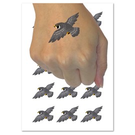Soaring Peregrine Falcon Bird of Prey Temporary Tattoo Water Resistant Fake Body Art Set Collection - 15 2" Tattoos (1 Sheet)