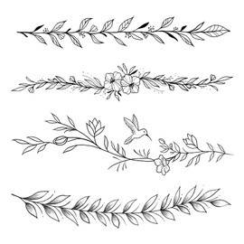 WEEKINK Leaf Vine Branch Temporary Tattoos – 4 Elegant Bracelet/Anklet/Armband Designs for Women, Realistic, Waterproof, Long Lasting for 2 Weeks