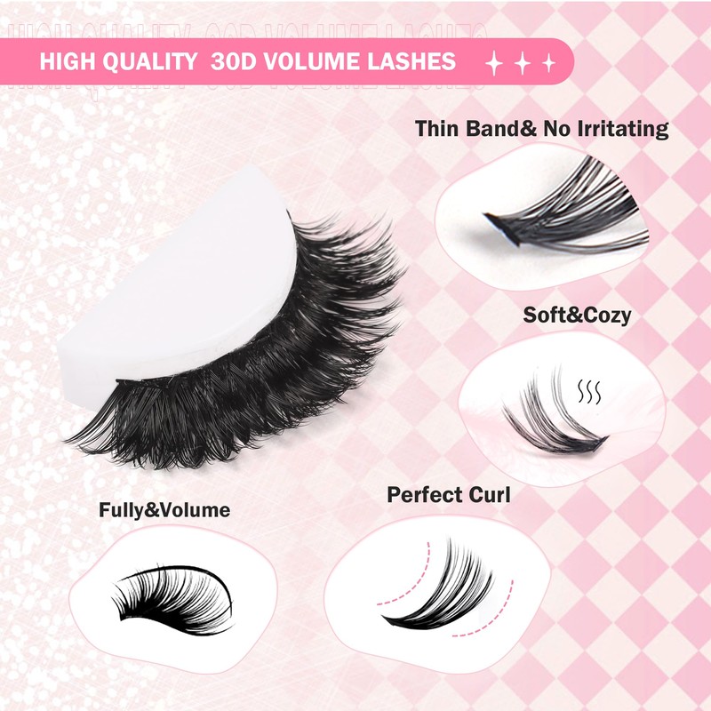 GAQQI Lash Clusters 320Pcs Individual Lashes 30D Mixed 9-16mm Eyelash