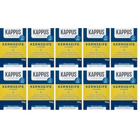 Kappus Lemon Core Soap - Pack of 10 (10 x 150 g) | Traditional Natural Soap for Hands & Body | Fresh Lemon Fragrance | Skin-friendly, No Microplastics, Vegan | Made in Germany