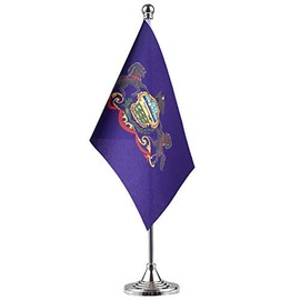 GentleGirl.USA Pennsylvania State Flag Pennsylvania PA Flag, Small Mini Pennsylvanias State Flag Desk Flag Stick Office Table Flag on Stand Base,Festival Events Celebration,Home Decoration