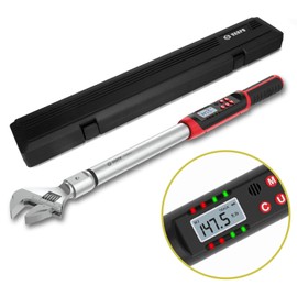 Hvac Torque Wrench 7.4-147.6 ft.lb/10-200 N.m, 14×18 mm Open End Torque Wrench, 38 mm Adjustable Jaw, Accuracy 2%, LED and Buzzer Notification, Adjustable Torque Wrench for Mini Split AC, Pipeline