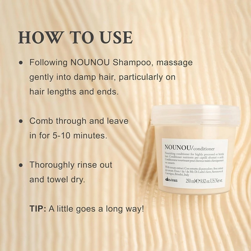 Davines NOUNOU Conditioner | Hydrating Deep Conditioner for Bleached, Permed,