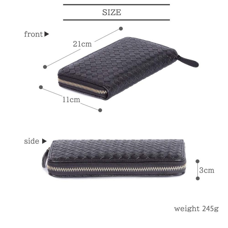 [DELLA] Ototo Genuine Leather Hand-woven Intrecciato Long Wallet, Large Capacity