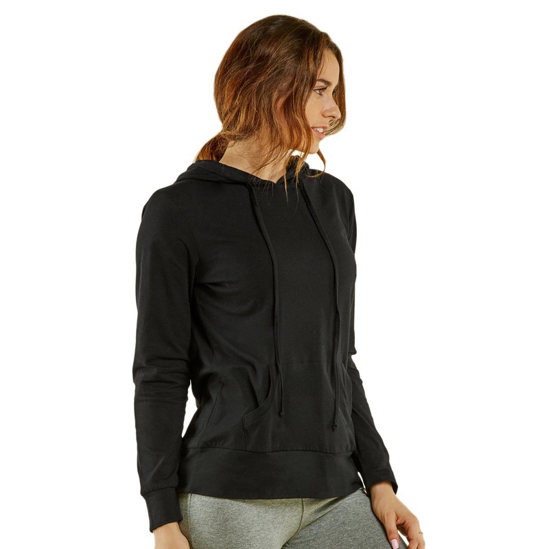 Sofra Women's Thin Cotton Pullover Hoodie Sweater (M, Black -