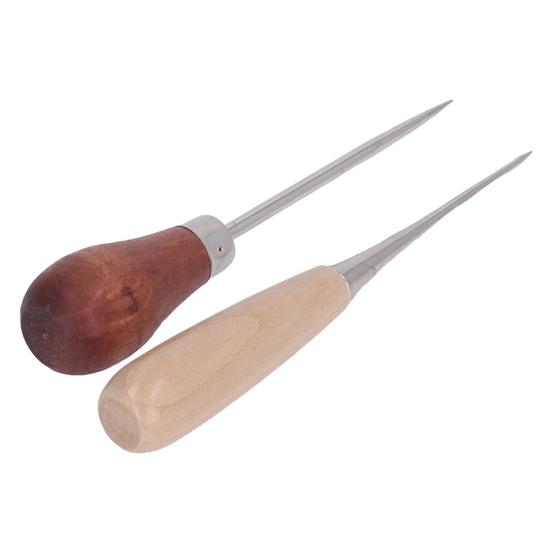 8Pcs Leather Awl Wooden Ergonomic Handle Stainless Steel Effort Saving