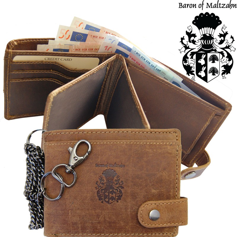 Baron of Maltzahn Men's Chain Wallet ABRAMOVICH brown genuine leather