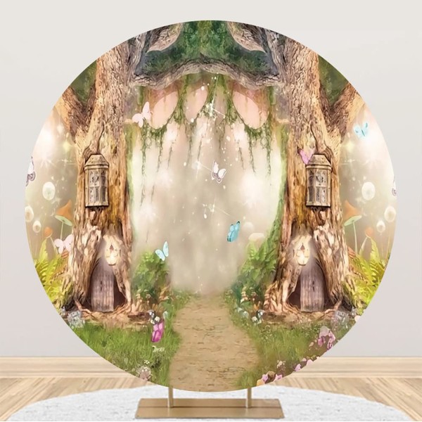 Yeele 7.2x7.2ft Fairy Tale Forest Round Backdrop Cover Cartoon Fairy