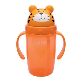 Evenflo Vaso Entrenador con Popote, 325ml, Libre de BPA, Diseños Divertidos de Tigre, Rana y Búho, 1 Pieza