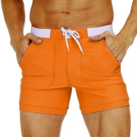 MAGNIVIT Men's Swimming Trunks Surfing Briefs Swimwear Sport Board Shorts Pants Orange