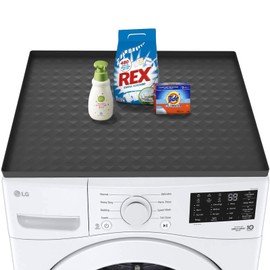 1 Pack 25.6"x23.6" Super Thick Silicone Washer and Dryer Top Protector Mats, Non-Slip Waterproof Laundry Machine Cover for Home, Kitchen, or Laundry Room (Dark Gray)