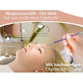 Point Finder Acupressure Pen Set 6/9-1/4 mm Massage Pen Acupressure Pen Acupuncture Rod Titanium 2-Piece Premium Brand Quality