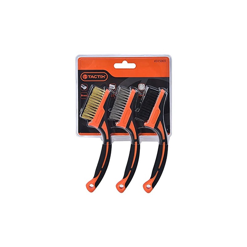 TACTIX 3-Piece Wire Brush Set Mini 17 cm Brass Steel