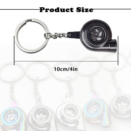 Turbo Turbocharger Keychain- Key Chain Ring Spinning TurboTurbocharger Keychain Compressor Key Chain Ring Keyring Keyfob(Gunblack)