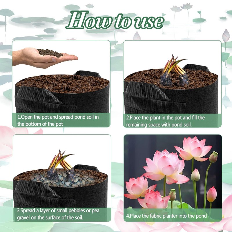 8Pack Lily Plant Pots for Pond, Thickened Nonwoven Plant Fabric