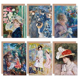Artery8 Pierre-Auguste Renoir Woman Guernsey Apple Seller Woman Umbrellas Fine Art Greeting Card Pack of 6 Woman Woman Umbrella