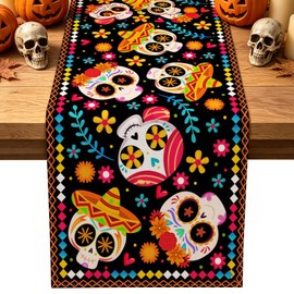Camino de Mesa Dia de Muertos Decoracion Halloween,183 x 33cm