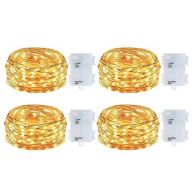 4 Pack Battery Operated Dewdrop Led Lights,Indoor Mini Fairy Lights with Timer Function,for Wedding Home Parties Christmas Holiday Decoration,6 Hours on/18 Hours Off ,30 Count LEDs,10 Feet