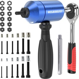 WelderElite Rivet Nut Drill Adapter Kit - Dual Drive Modes: Drill/Ratchet, with 270pcs Nuts & 36pcs Mandrels (Blue)