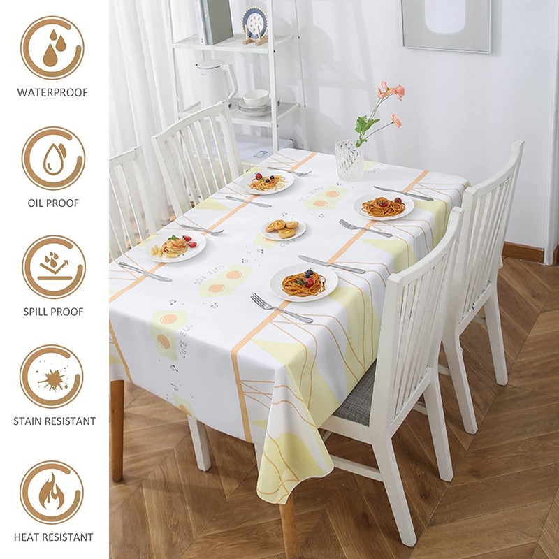 137*180cm Yellow PVC TableCloth Party Wipeable Table Cloth Rectangular,Easter Egg