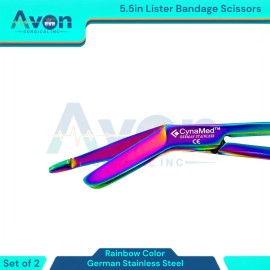 Avon Surgical EMT, Nurse, Paramedic Bandage Shears, 5.5", Rainbow | Stainless Steel 2-PK