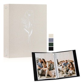 Lanpn Photo Album A5 50 Pictures Small Linen Slip-in Album for Portrait Photos Pictures Beige