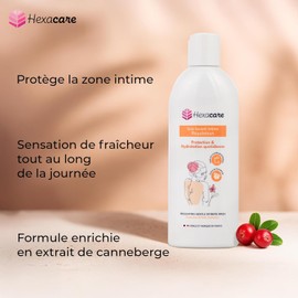 Hexacare 2 x Intimate Wash Gel 200ml pH 3.6 Enriched with Cranberry Extract, Lactic Acid & Relipidium®, Made in France