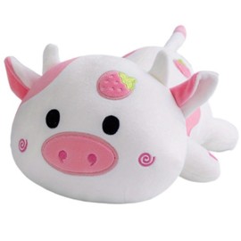 OUKEYI 13.7"/35cm Cute Cow Plush Pillow, Plushies Strawberry Cow Stuffed Toys,Soft Stuffed Cow Squishy Plush Animal Toy Pillow for Kids,Birthday Gifts for Women, Girls and Males