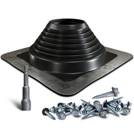 VIVIDA #7 Silicone Metal Roof Pipe Boot, High Temp Flexible Roof Jack Vent Boot for Pipe OD 6" to 11", Screws & Hex Socket Included, Square Base, Black, 1 Pack