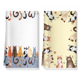 Arquiel Cute Cat Microfiber Kitchen Towels, Gift for Cat Lovers, Soft Absorbent Hand Towel 40 × 60 cm, Thick Dish Cloth for Party Anniversary Holiday Decoration Housewarming Gifts