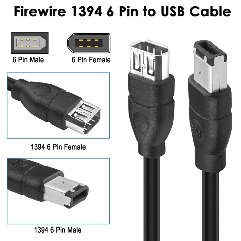 LBSC Firewire Cable IEEE 1394 6Pin Male to 6pin Female