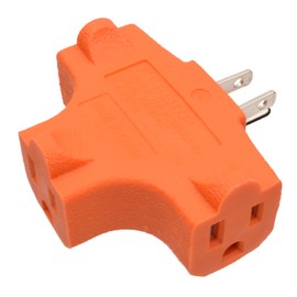 ELEGRP 3-Prong Heavy Duty Power Extender to Triple Outlet in T Direction, Multi-Directional Grounded Wall Tap Outlet Extender with 3 Prong Plug-in, 15-Amp, 125-Volt, ETL Listed, 1 Pack, Orange