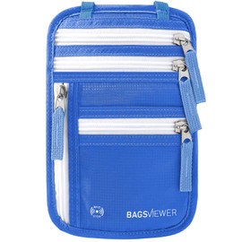 BAGSVIEWER Neck Wallet, RFID Blocking Passport Holder for Travel, Waterproof and Slim Pouch with Adjustable Neck Strap for Men, Women to Secure Cash and Credit Cards, 8" × 8.5"