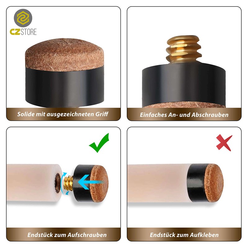 CZ Store Pool Cue Tips, 10 mm Diameter, 20 Pieces
