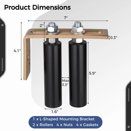 Slide Gate Guide Roller, 6" Universal Nylon Gate Roller Guide with L-Shape Bracket, Adjustable Sliding Gate Roller Support Assembly for Sliding Rolling Gates/Barn Door Guide