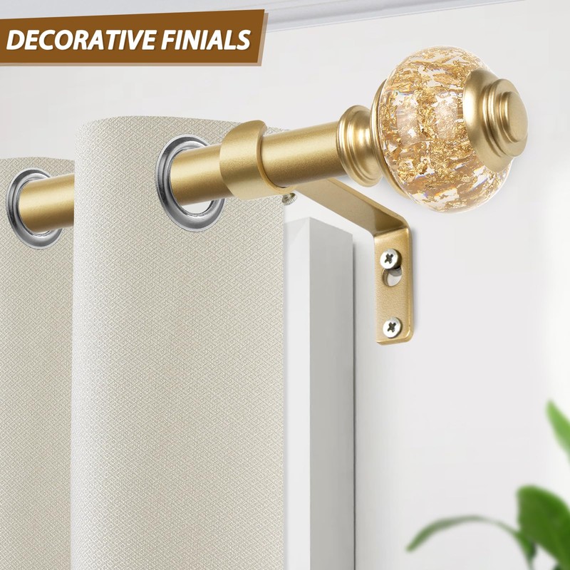 Bay Window Curtain Rods, USFOOK Gold Curtain Rods for Bay