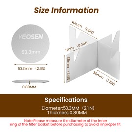 53.3mm Espresso Puck Screen with Stand Reusable Espresso Filte 0.8mm Thickness Metal Coffee Filter Mesh Plate for Espresso Portafilter Filter Basket (2Pack)