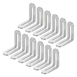 sourcing map 10Pcs Adjustable L-Shape Corner Brace with Slot, 1.89 x 1.89 Inch Stainless Steel Slotted Right Angle Corner Bracket for Wooden Furniture Cabinet, Silver