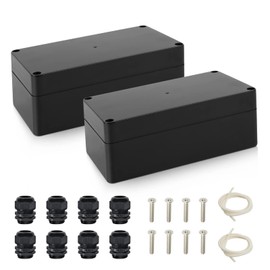 QLOUNI Pack of 2 Surface-Mounted Junction Box IP65 Waterproof 158 x 90 x 60 mm ABS Junction Box Large Electrical Project Box Junction Box Black Electronic Project Box Distribution Box Electrical