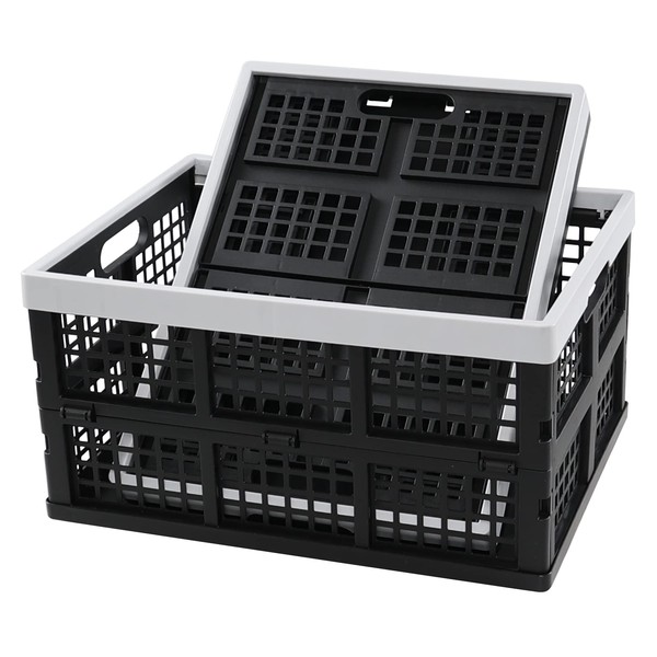 Wekioger 35 L Plastic Collapsible Storage Crates Set of 2,