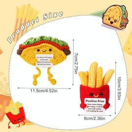 TOYMIS Positive Crochet French Fries and Taco, Positive Knitting Food Doll Set Emotional Potato Support Plush for Couple Friend Encouraging Toys Gift