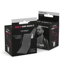 Kintex Kinesiology Tape, 4 Rolls Kintex Kinesiology Tape, Classic, 5 cm x 5 m, Physio Tape, Therapy Tape, Black, x 5 m EU