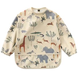 Jmbabe Baby Bibs with long sleeves, Waterproof Toddler Weaning Bibs, painting apron for infants and toddlers 6-36 months