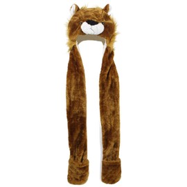 Gorro de felpa con diseño de animales: talla única para adultos y niños/gorro suave y cálido, León, Small-Large