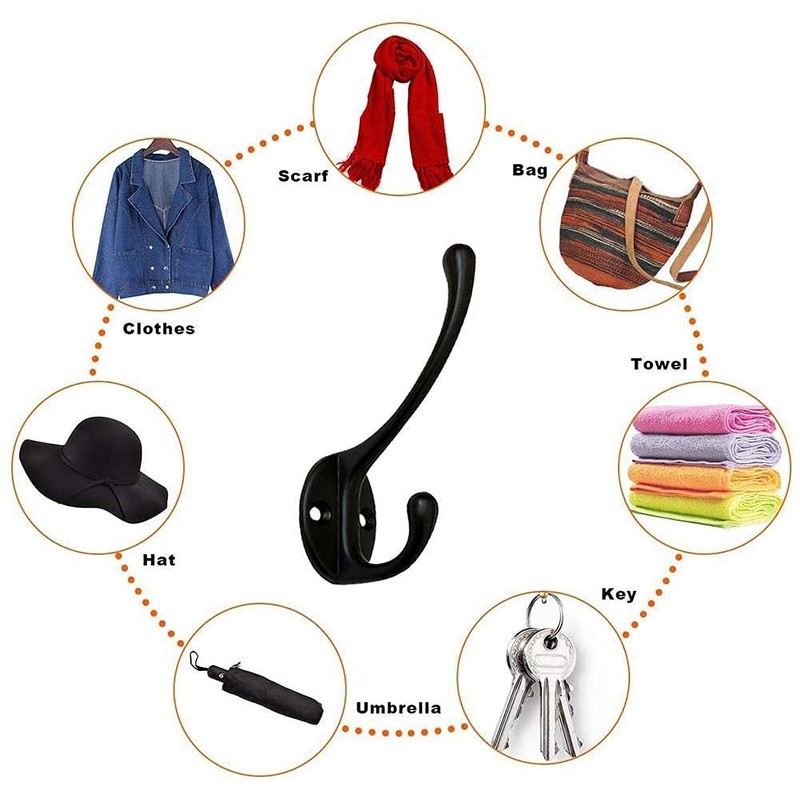 Bosdontek 10 Pcs Modern Coat Hooks Wall Hooks Clothes Hat